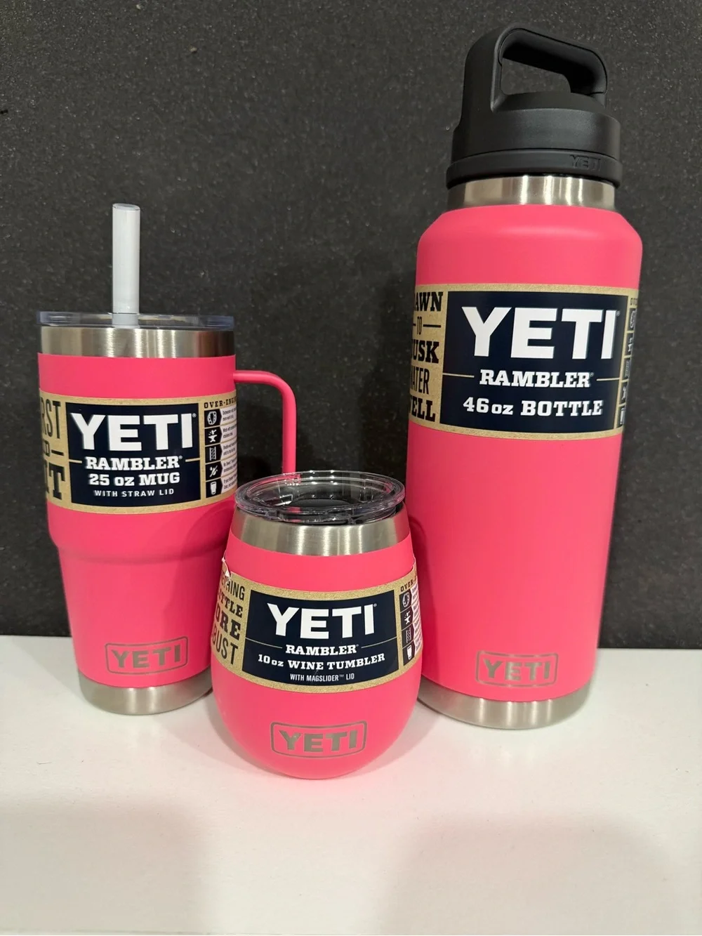 Yeti Pink Insulated Rambler Trio - Bottle, Mug & Wine Tumbler